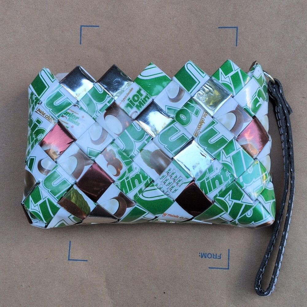 Nahui Ollin Candy Wrapper Purse Handbag Wristlet Zipper Junior Mints